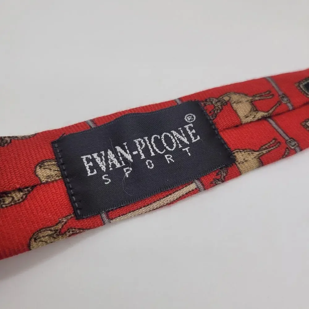 Vintage Evan Picone Tie Wool Red‎ Deer Wildlife Hunting Polyester Necktie USA